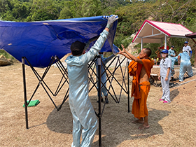 Repair work at a local temple nearby
